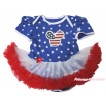 American Stars Baby Bodysuit White Red Pettiskirt & American Striped Stars Minnie Print JS4735